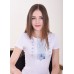 Embroidered t-shirt "Ornament" blue on white
